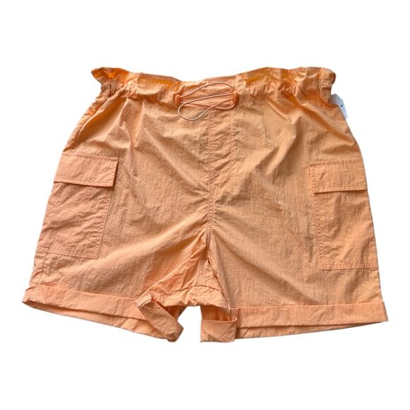 New STEVE MADDEN Women's Orange Drawstring Windbreaker Cargo Shorts Size S - Picture 1 of 4